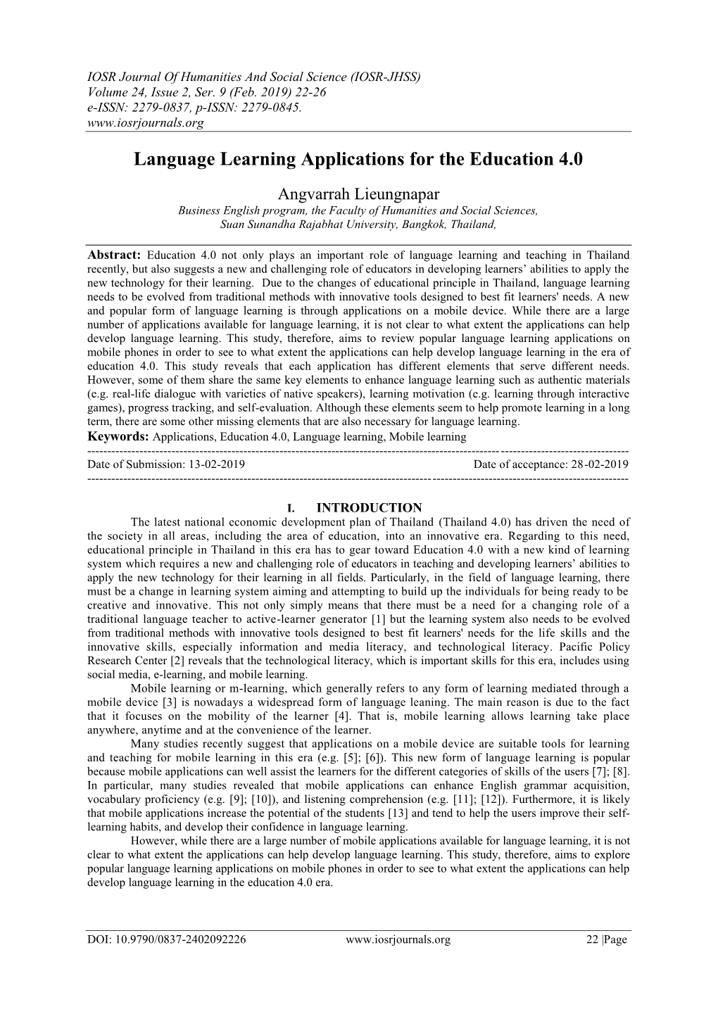 Language Learning Applications for the Education 4.0