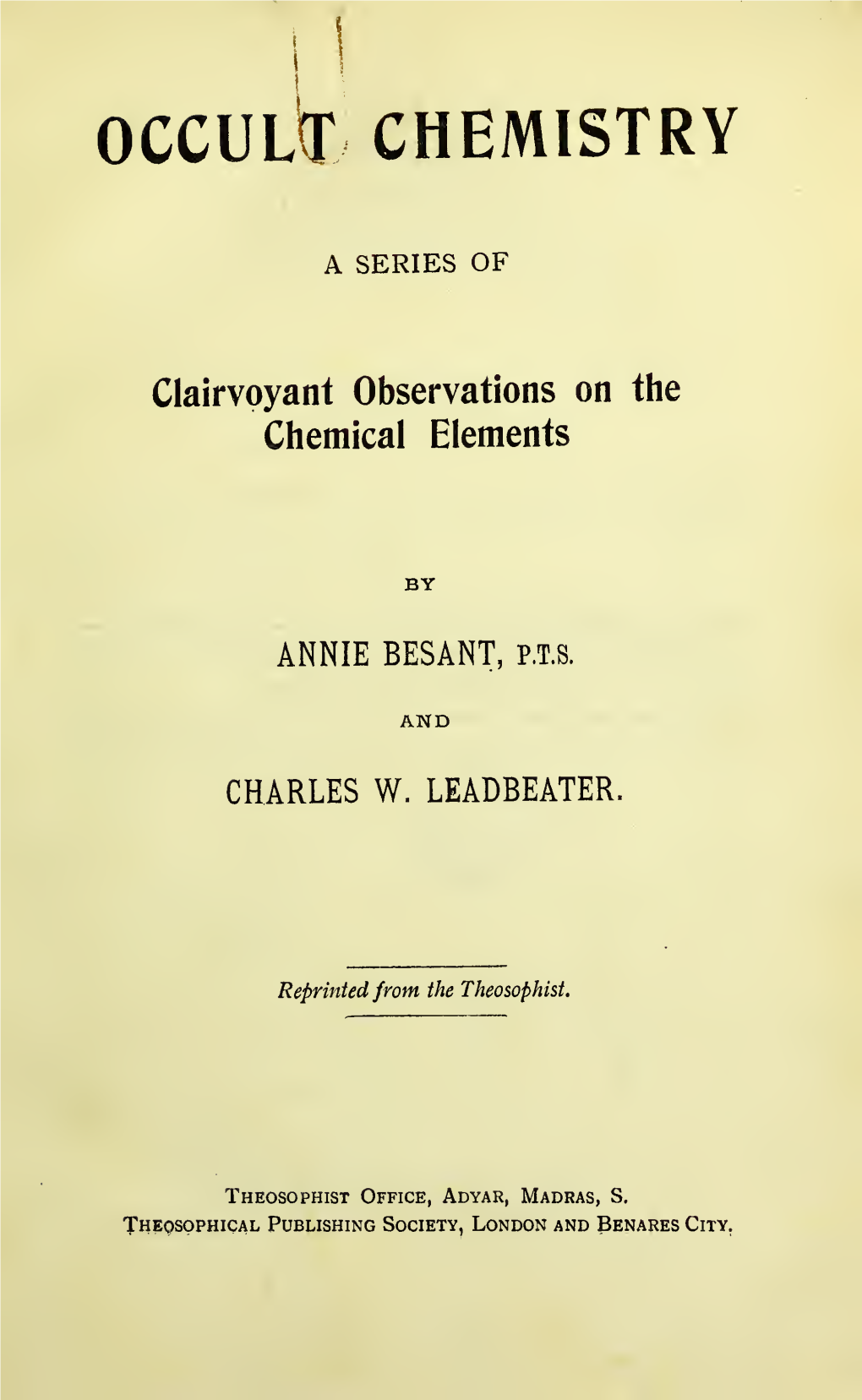 Occult Chemistry