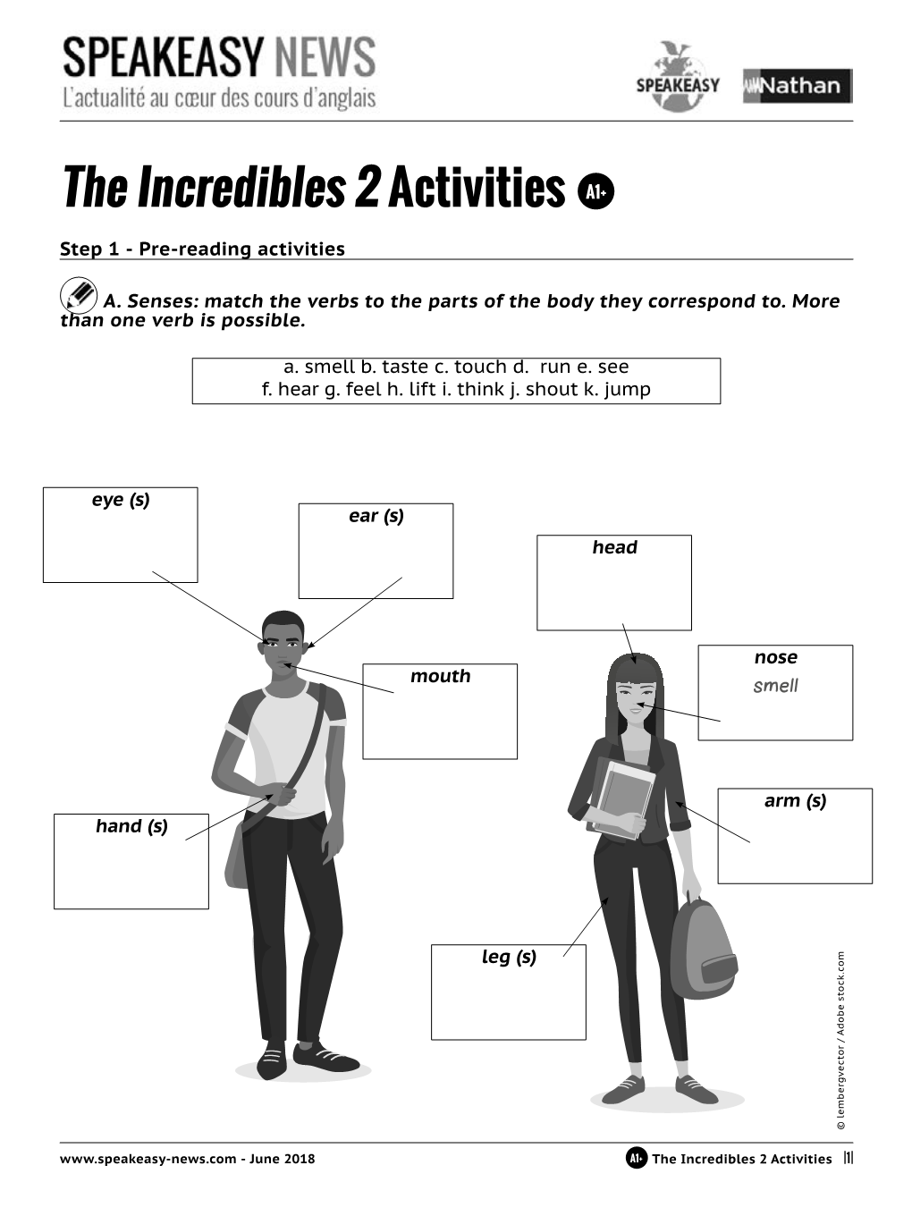 The Incredibles 2 Activities A1+ Step 1 - Pre-Reading Activities