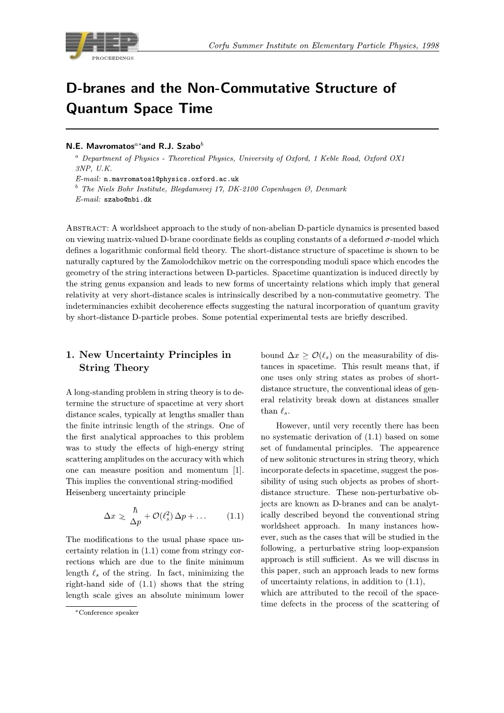 D-Branes and the Non-Commutative Structure of Quantum Space Time