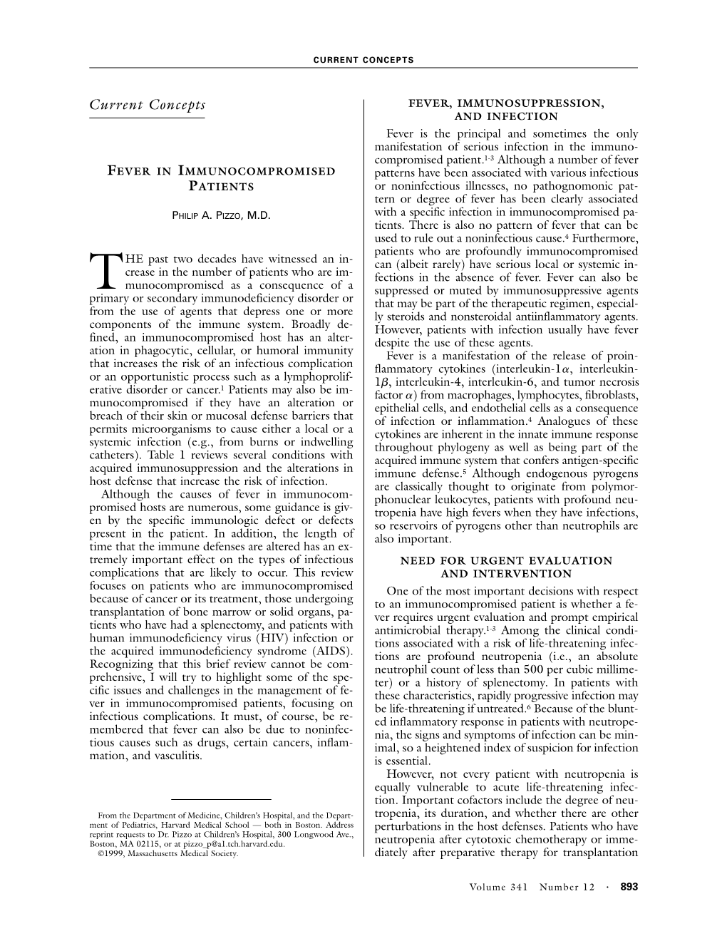 Fever in Immunocompromised Patients.*