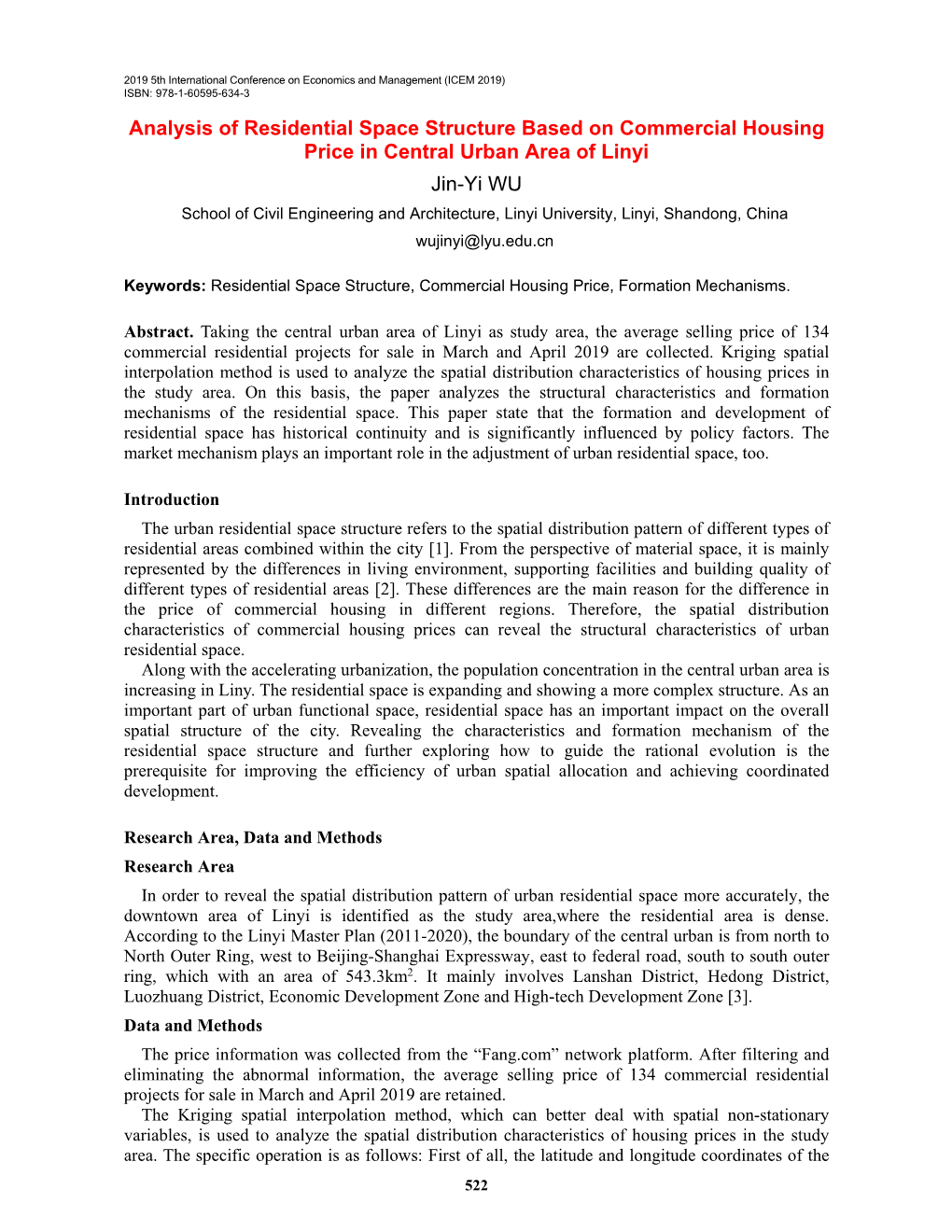 Analysis of Residential Space Structure Based on Commercial