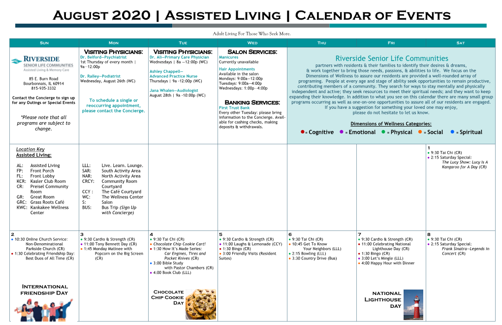 Assisted Living | Calendar of Events