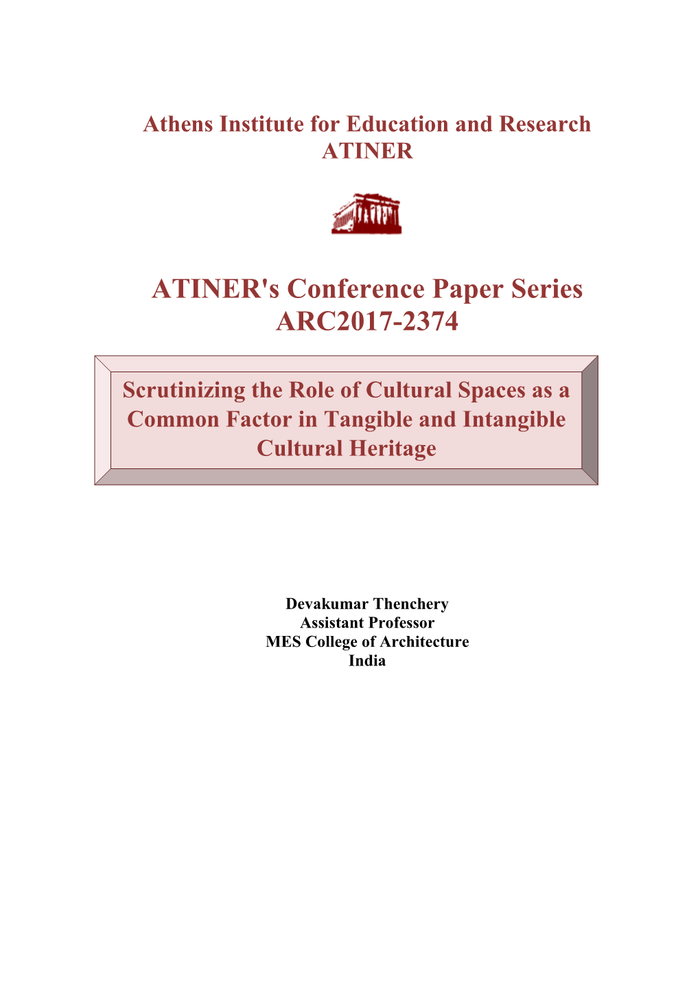 ATINER's Conference Paper Series ARC2017-2374