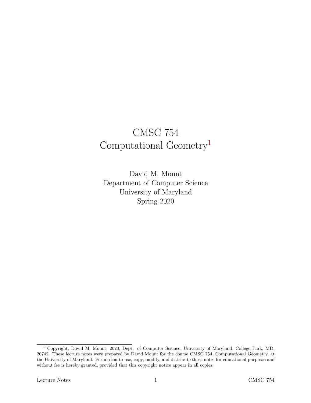 CMSC 754 Computational Geometry1