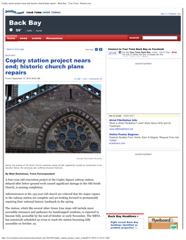 Copley Station Project Nears End; Historic Church Plans Repairs - Back Bay - Your Town - Boston.Com