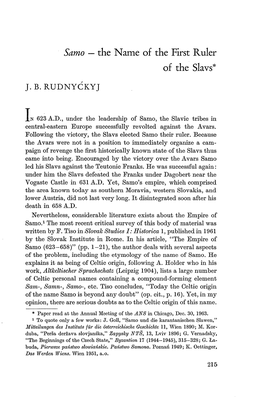 &lt;I&gt;Samo&lt;/I&gt; ÂŒ the Name of the First Ruler of the Slavs