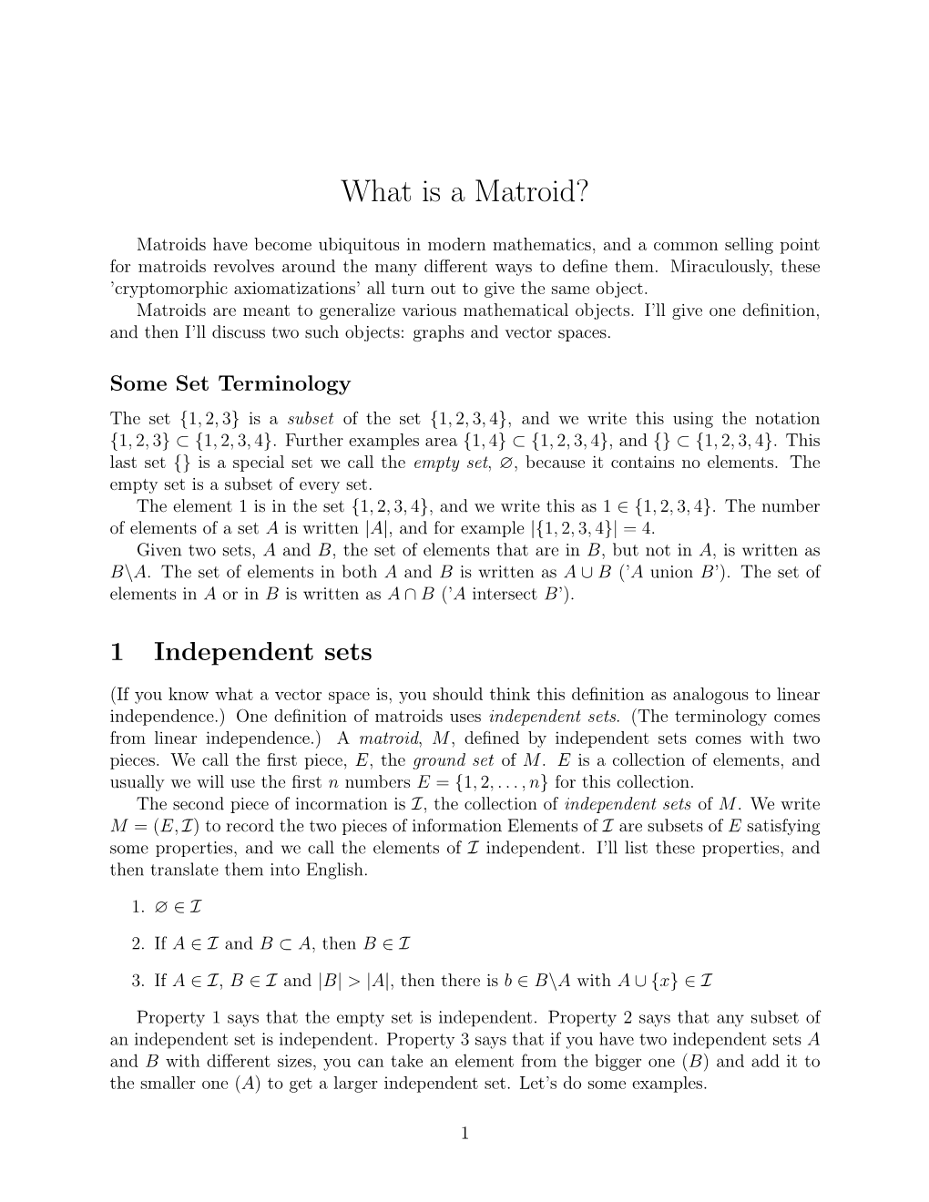 What Is a Matroid?