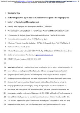 The Biogeographic History of Cymbalaria