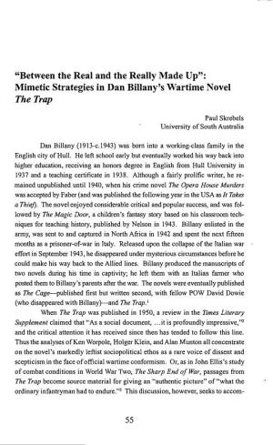Mimetic Strategies in Dan Billany's Wartime Novel the Trap