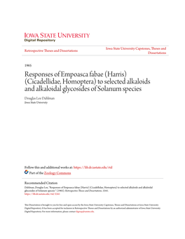 Responses of Empoasca Fabae (Harris)