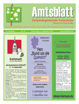 Amtsblatt Verbandsgemeinde Freinsheim Deutsche Weinstraße