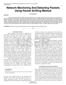 Network Monitoring and Detecting Packets Using Packet Sniffing Method