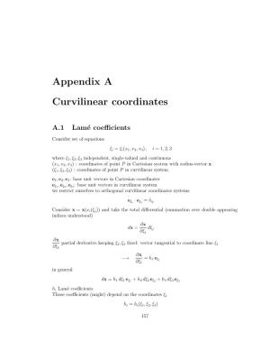 Appendix a Curvilinear Coordinates