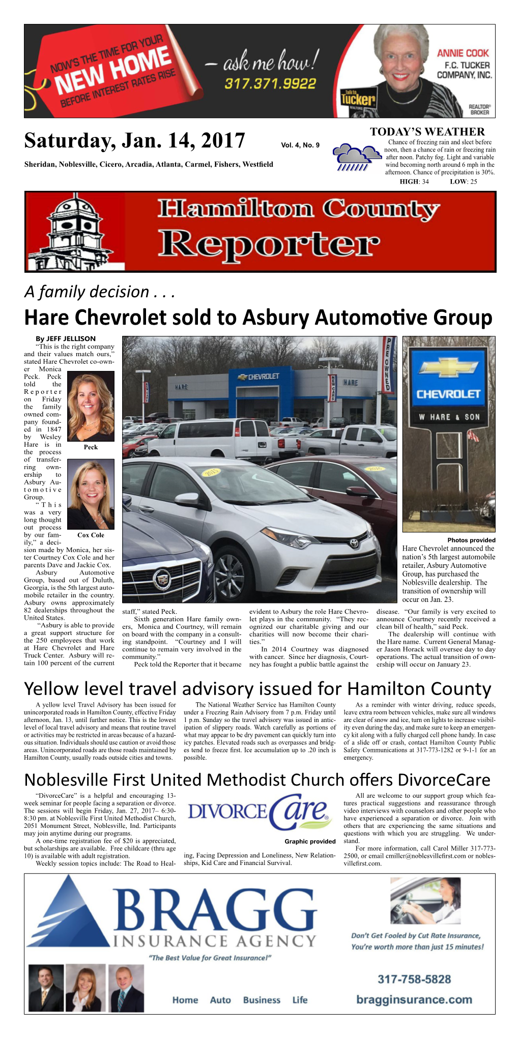 Hare Chevrolet Sold to Asbury Automotive Group by JEFF JELLISON “This Is the Right Company and Their Values Match Ours,” Stated Hare Chevrolet Co-Own- Er Monica Peck