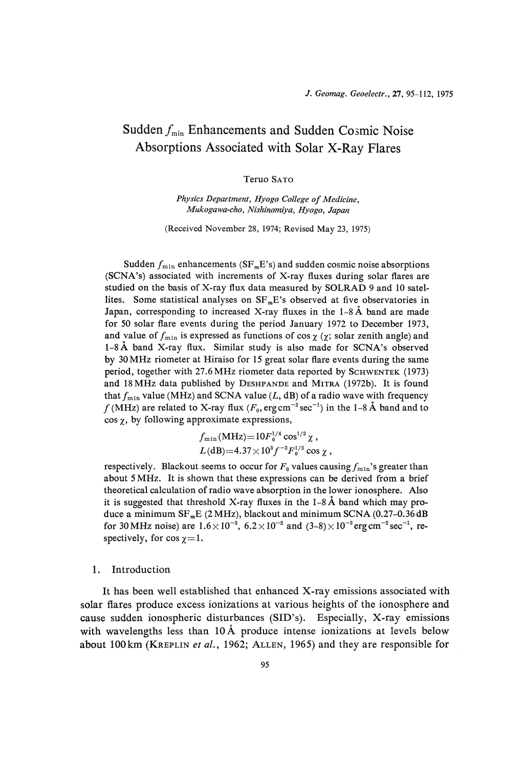 Sudden Fmin Enhancements and Sudden Cosmic Noise Absorptions