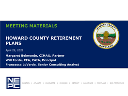 Howard County Retirement Plans Meeting Materials