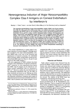 Heterogeneous Induction of Major Histocompatibility Complex Class II Antigens on Corneal Endothelium by Lnterferon-7