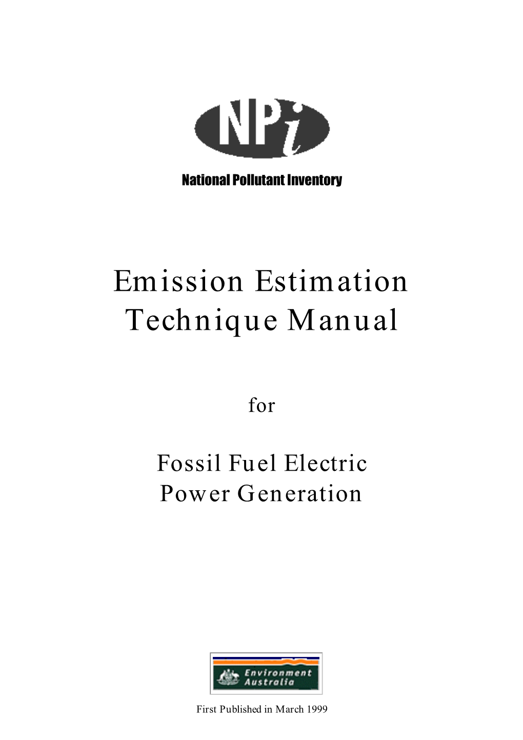 (NPI) Emission Estimation Techniques Manual for Fossil Fuel Electric