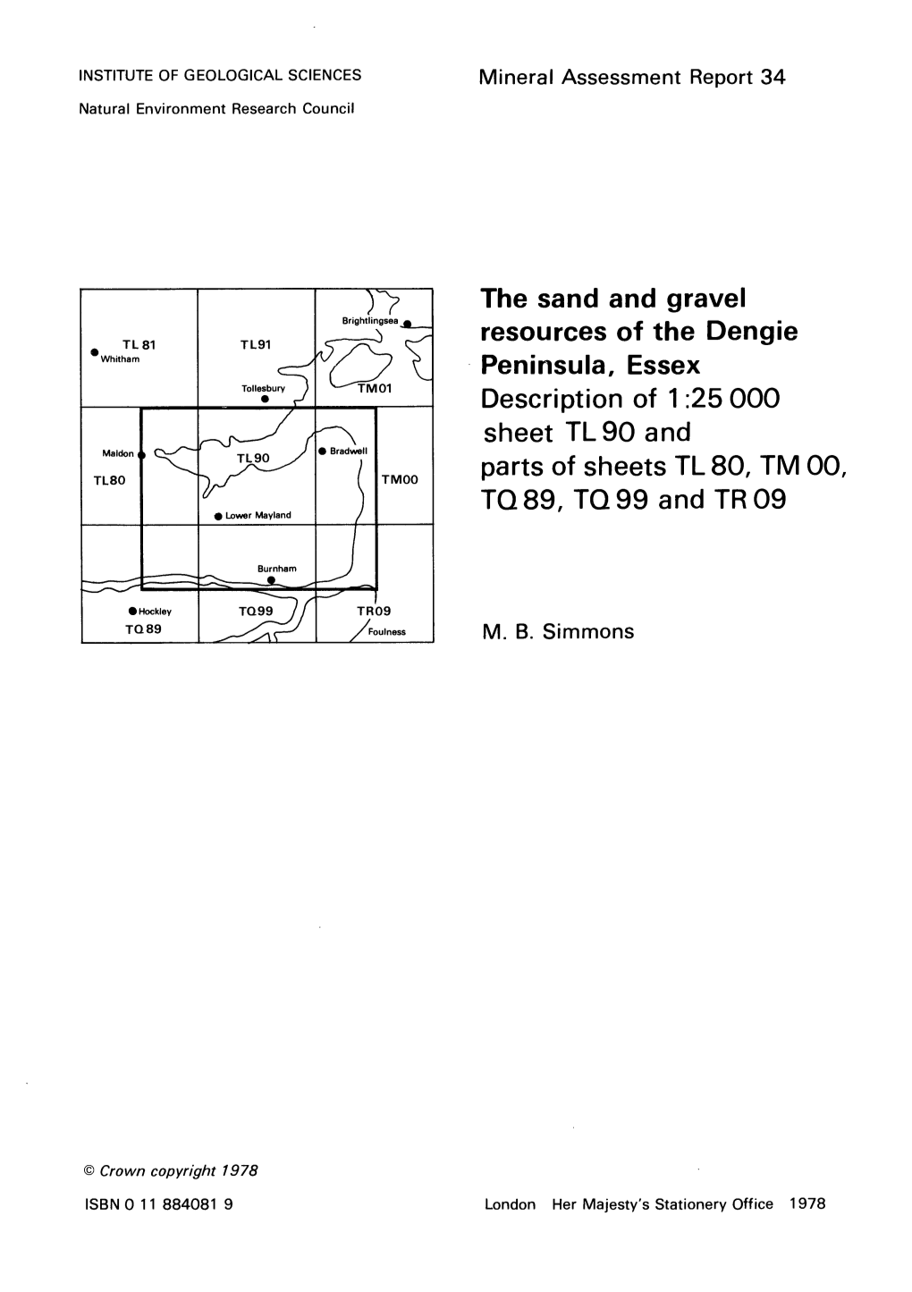 The Sand and Gravel Resources of the Dengie Peninsula, Essex