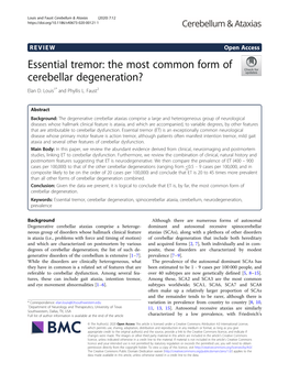 Essential Tremor: the Most Common Form of Cerebellar Degeneration? Elan D