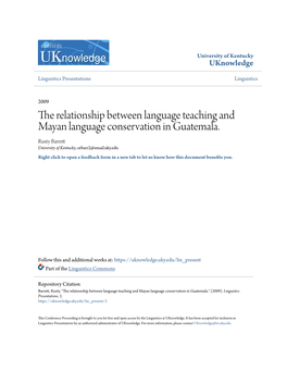 The Relationship Between Language Teaching and Mayan Language