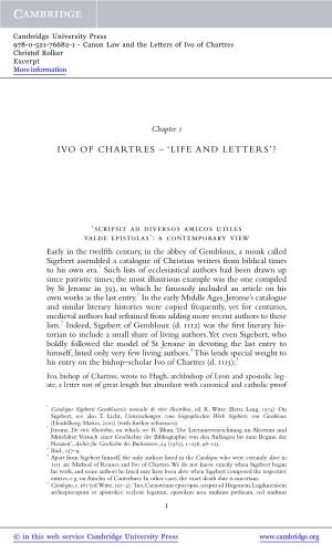 Ivo of Chartres Christof Rolker Excerpt More Information