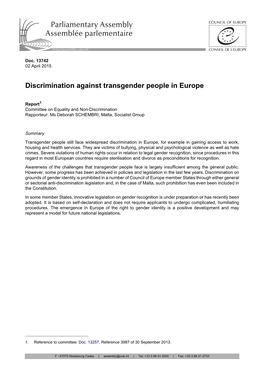 Discrimination Against Transgender People in Europe