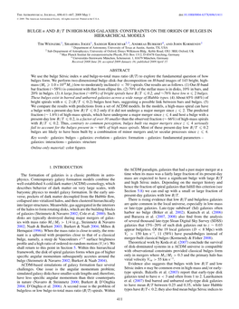 BULGE N and B/T in HIGH-MASS GALAXIES: CONSTRAINTS on the ORIGIN of BULGES in HIERARCHICAL MODELS