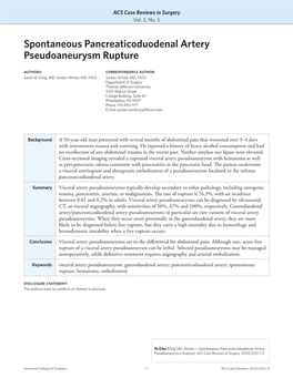 Spontaneous Pancreaticoduodenal Artery Pseudoaneurysm Rupture