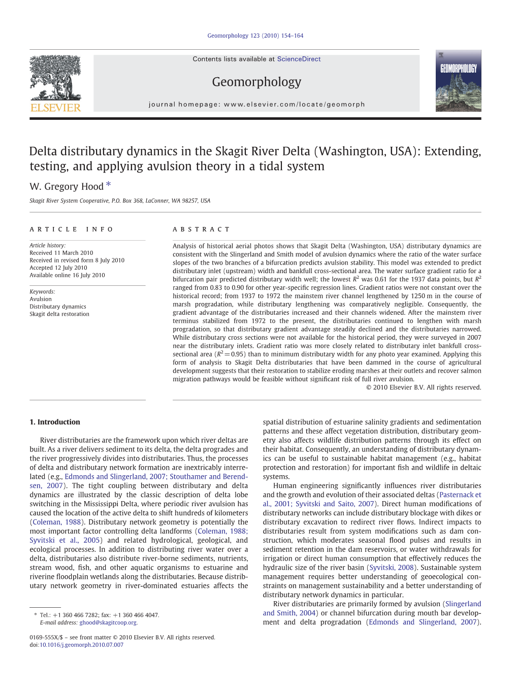 Delta Distributary Dynamics in the Skagit River Delta (Washington, USA): Extending, Testing, and Applying Avulsion Theory in a Tidal System