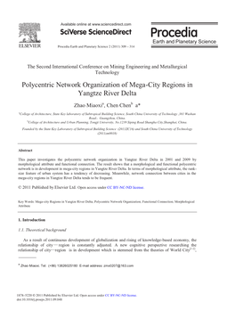 Polycentric Network Organization of Mega-City Regions in Yangtze River Delta
