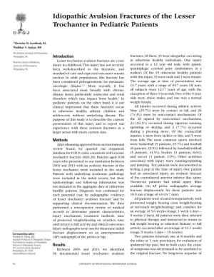 Idiopathic Avulsion Fractures of the Lesser Trochanter in Pediatric Patients