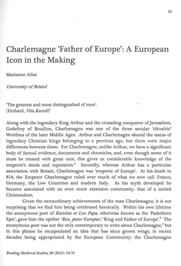 Charlemagne 'Father of Europe': a European Icon in the Making