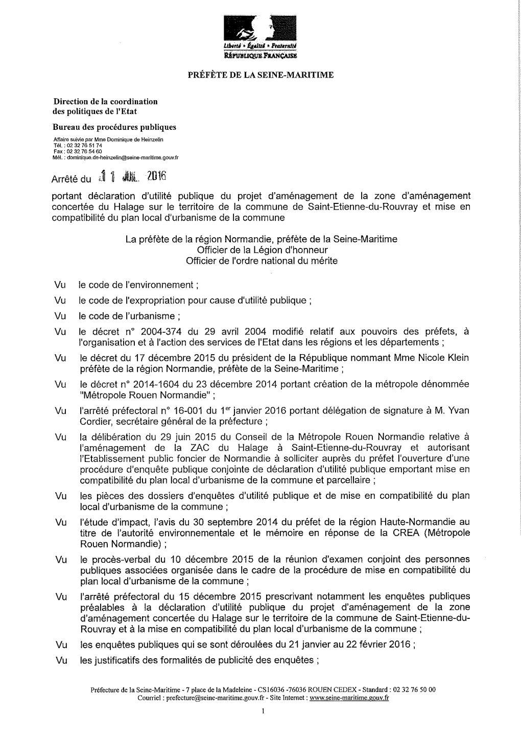 Réf Dossier : 583 N° Ordre De Passage : 16 Rouen NORMANDIE N° Annuel : C2016 0311