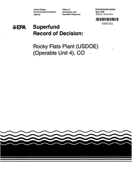 Rocky Flats Plant (USDOE) (Operable Unit 4), CO NOTICE
