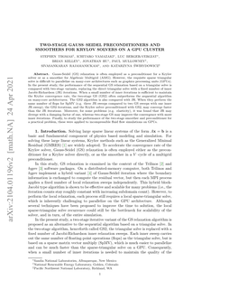 Arxiv:2104.01196V2 [Math.NA] 24 Apr 2021 Proposed As an Alternative to the Sequential Algorithm Based on a Triangular Solve