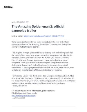 The Amazing Spider-Man 2: Official Gameplay Trailer