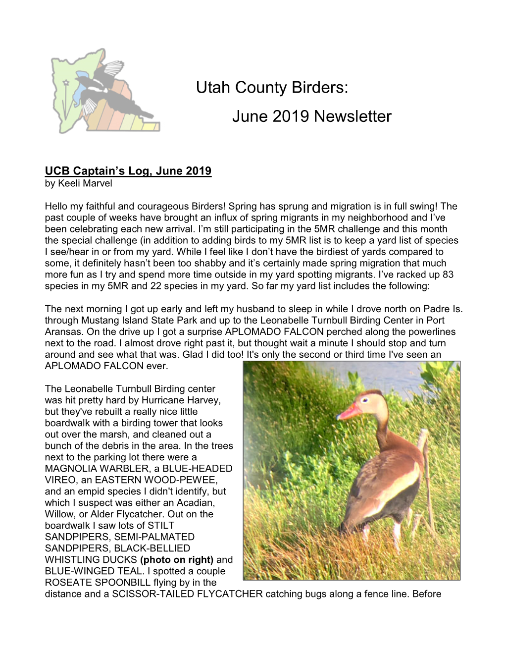 Utah County Birders: June 2019 Newsletter
