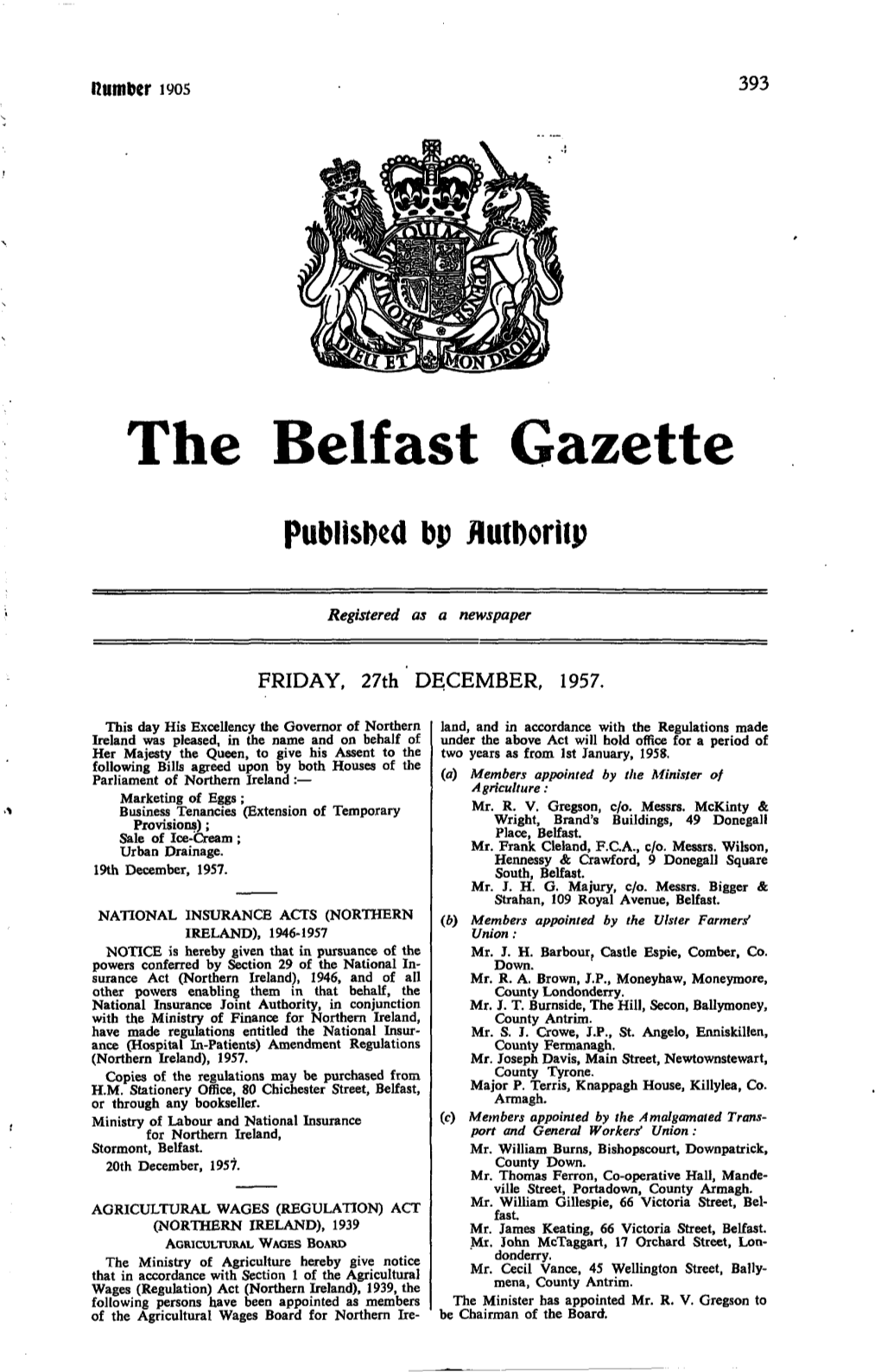 The Belfast Gazette Published Dp Flutboritp