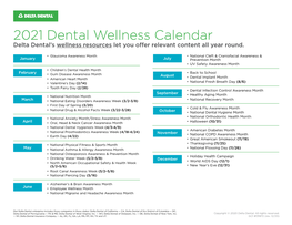 2021 Dental Wellness Calendar Delta Dental’S Wellness Resources Let You Offer Relevant Content All Year Round