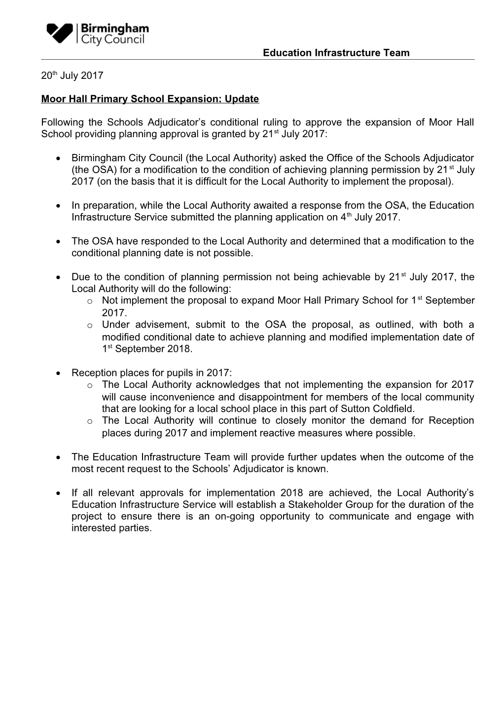 Strategy for Special Education Provision