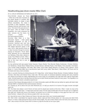 Headhunting Jazz Drum Master Mike Clark