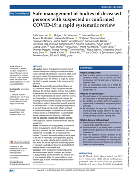 Safe Management of Bodies of Deceased Persons with Suspected Or Confirmed COVID-19: a Rapid Systematic Review