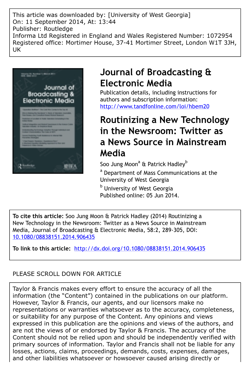 Journal of Broadcasting & Electronic Media