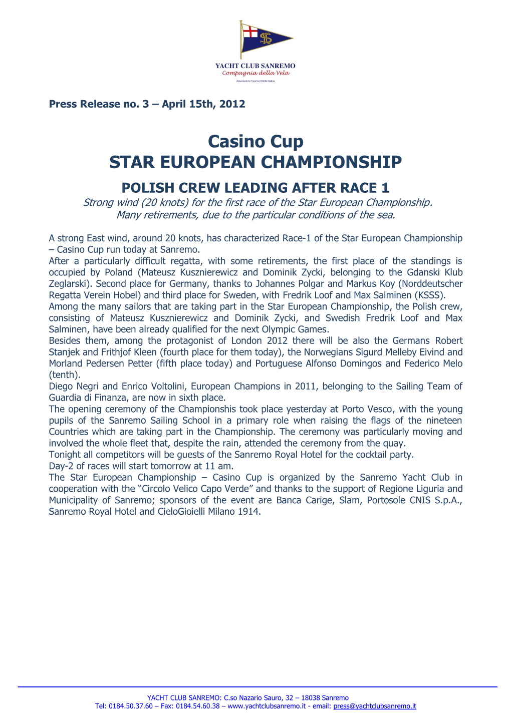 Casino Cup STAR EUROPEAN CHAMPIONSHIP