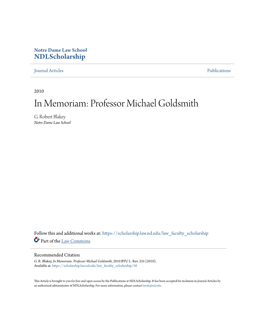 Professor Michael Goldsmith G