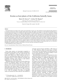 Exotics As Host Plants of the California Butterfly Fauna