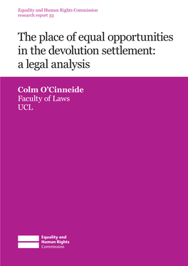 The Place of Equal Opportunities in the Devolution Settlement: a Legal Analysis