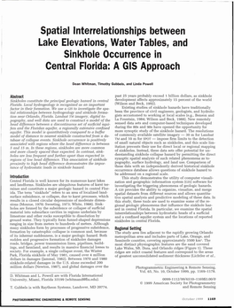 Spatial Interrelationships Between Lake Elevations, Water Tables, and Sinkhole Occurrence in Central Florida: a Gis Approach